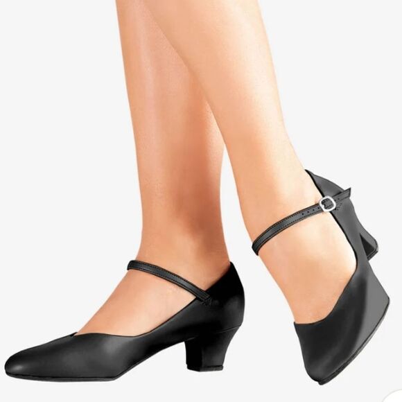 SAGEPLUS BLOCK HEEL WOMEN"S ADJUSTABLE BUCKLE ANKLE STRAP ROUND TOE SLIP-ON SHOE - Picture 1 of 16